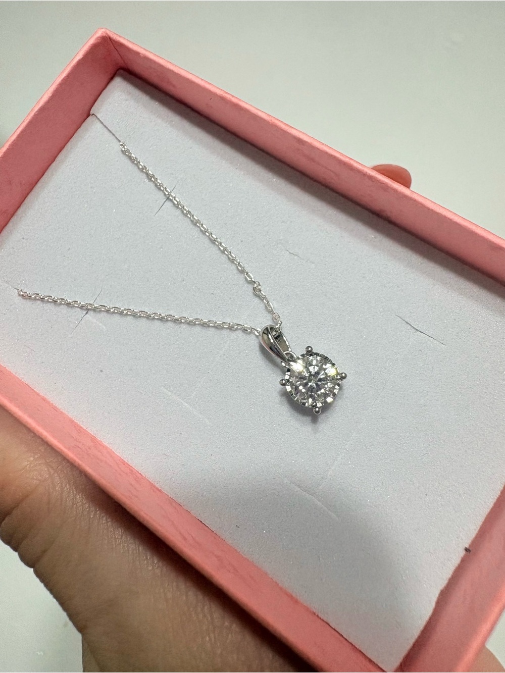 100% authentic lab grown diamond sterling silver necklace